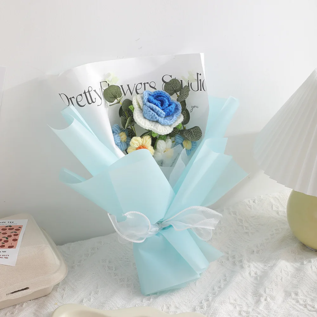 Knitted crochet flower bouquet
